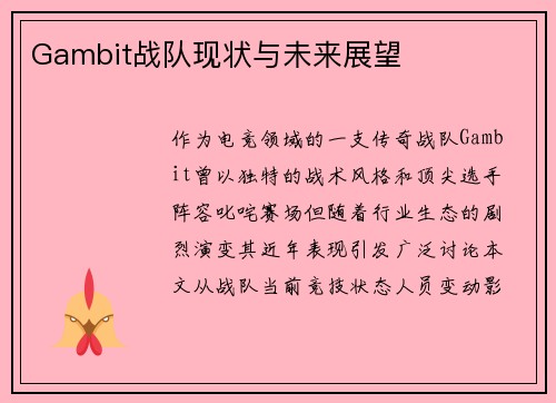 Gambit战队现状与未来展望